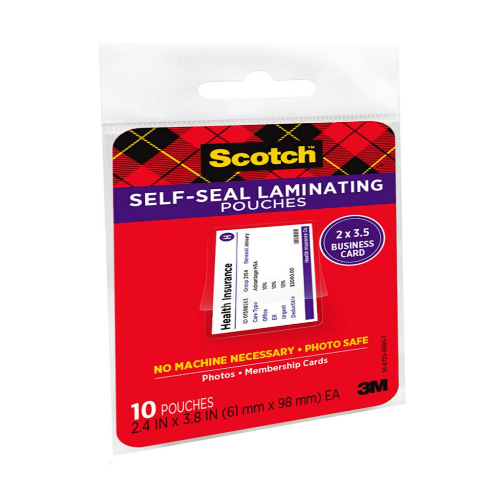 Self-Sealing Laminating Pouches, 2.4 in X 3.8 In, 10 Pouches