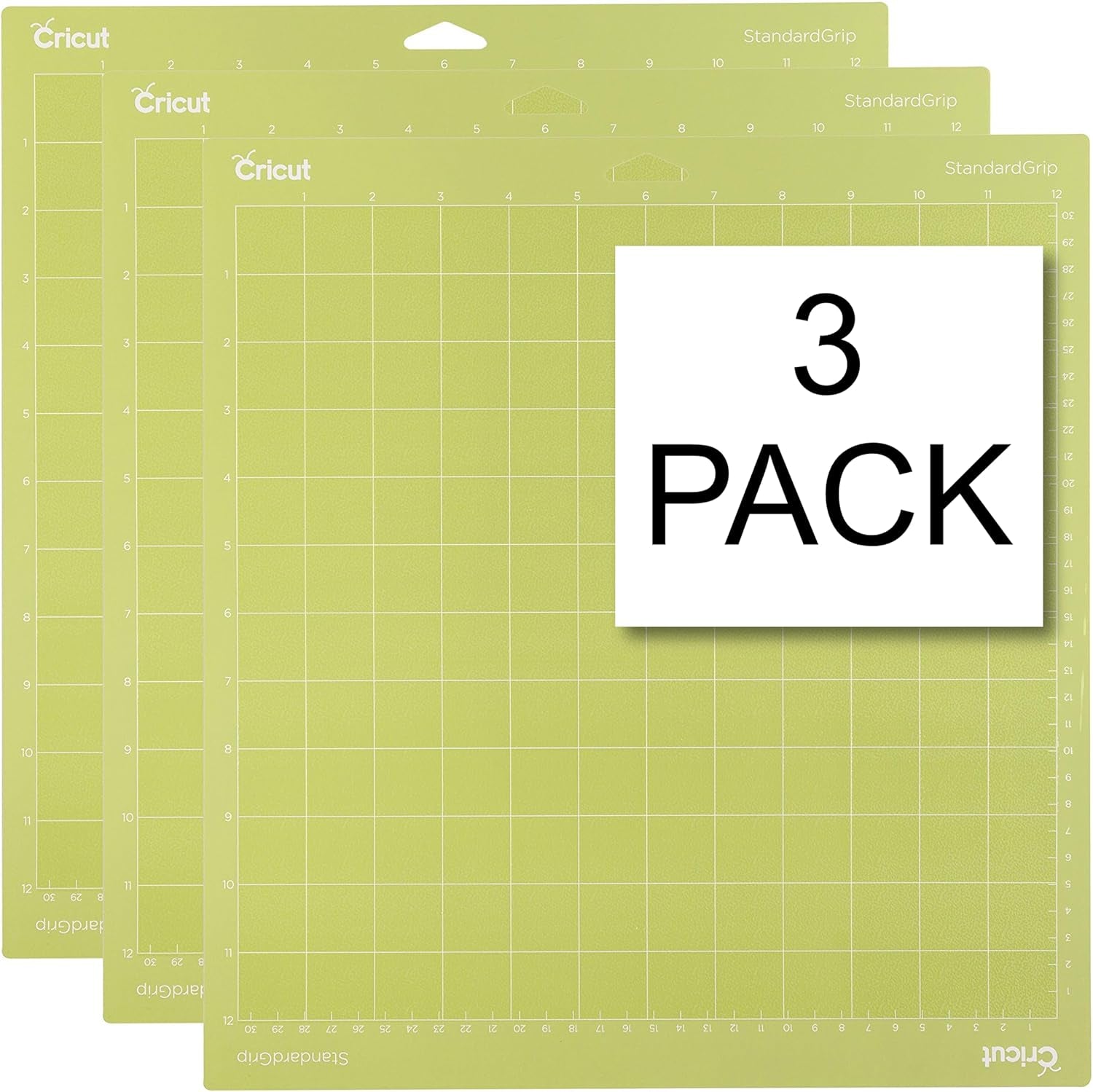 Standardgrip Machine Mats 12In X 12In, Reusable Cutting Mats for Crafts with Protective Film, Use with Cardstock, Iron On, Vinyl and More, Compatible with  Explore & Maker (3 Count)