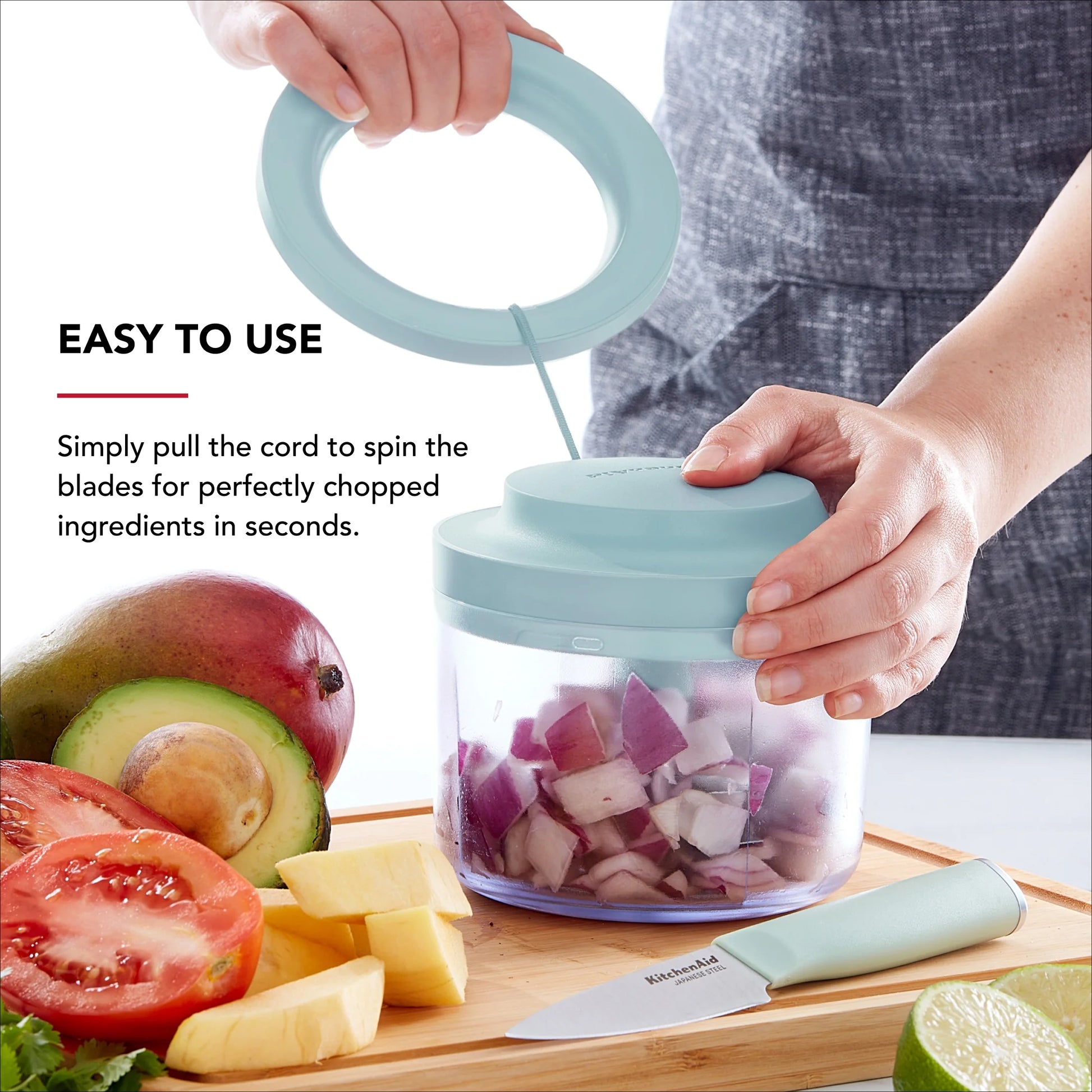 Manual Pull Food Chopper and Processor, Mineral Water