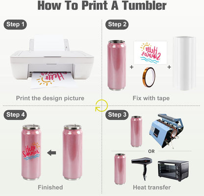 Colorsub 17 Oz Sublimation Glitter Tumblers Cans, Stainless Steel Sublimation Blanks Tumblers, Double Wall Insulated Cups Set with Lid, Straw, Gift Box, 6 Pack Pink