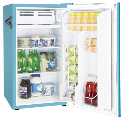 3.2 Cu Ft Retro Mini Fridge with Side Bottle Opener EFR376, Blue