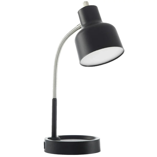 LED Desk Lamp with Catch-All Base & AC Outlet, Matte Black