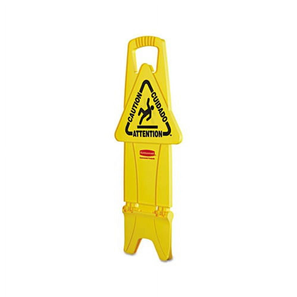 Commercial Stable Multi-Lingual Safety Sign, 13W X 13 1/4D X 26H, Yellow -RCP9S0900YEL