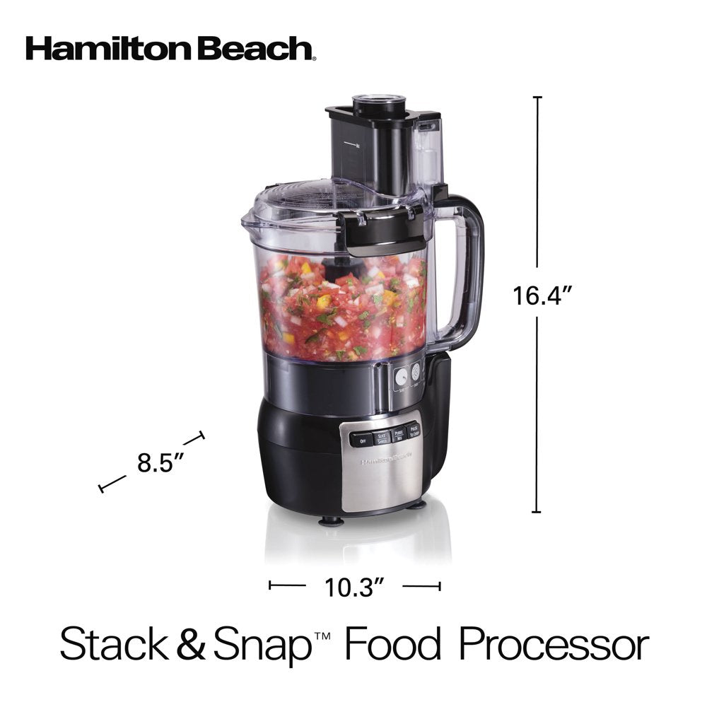 Stack and Snap Food Processor, 12 Cup Capacity, 450 Watts, Black, 70724