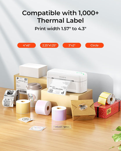 MUNBYN Bluetooth Thermal Label Printer Realwriter RW402B, 4X6 Shipping Label Printer for Small Business, Compatible with Android, Iphone and Windows, Mac, Chromebook, Ebay, USPS, Fedex, Shopify