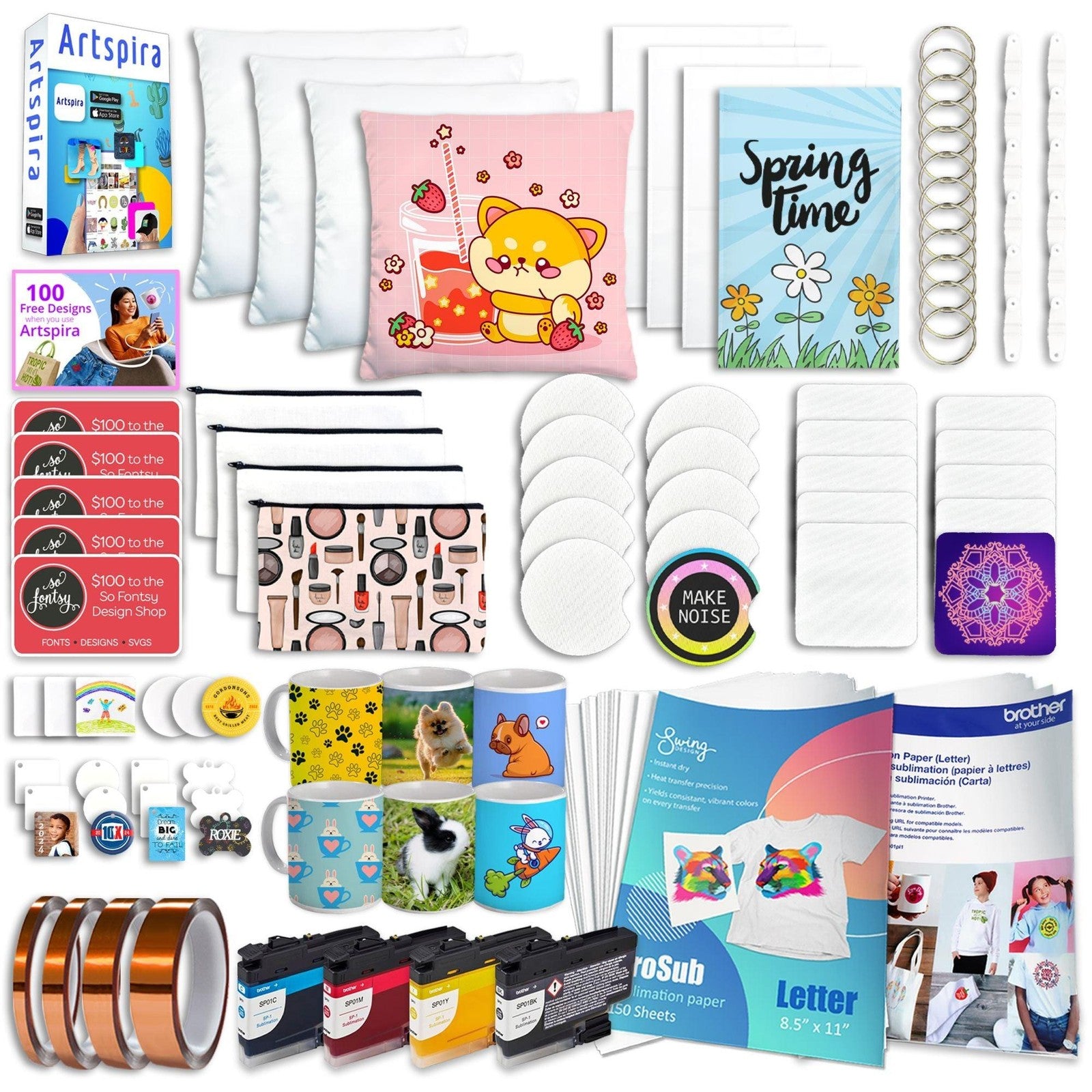 Brother SP-1 Sublimation Printer Bundle with 8-In-1 Heat Press