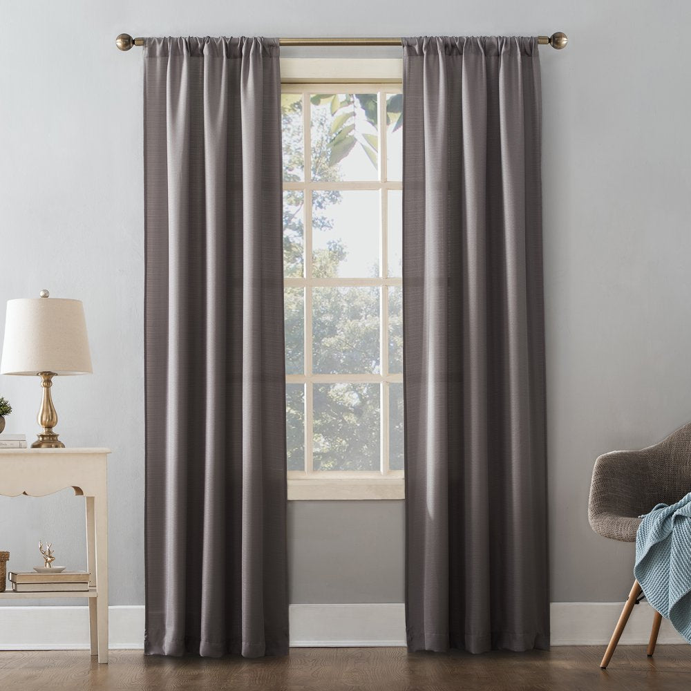 Textured Solid Rod Pocket Curtain Panel, 38" X 84", Gray