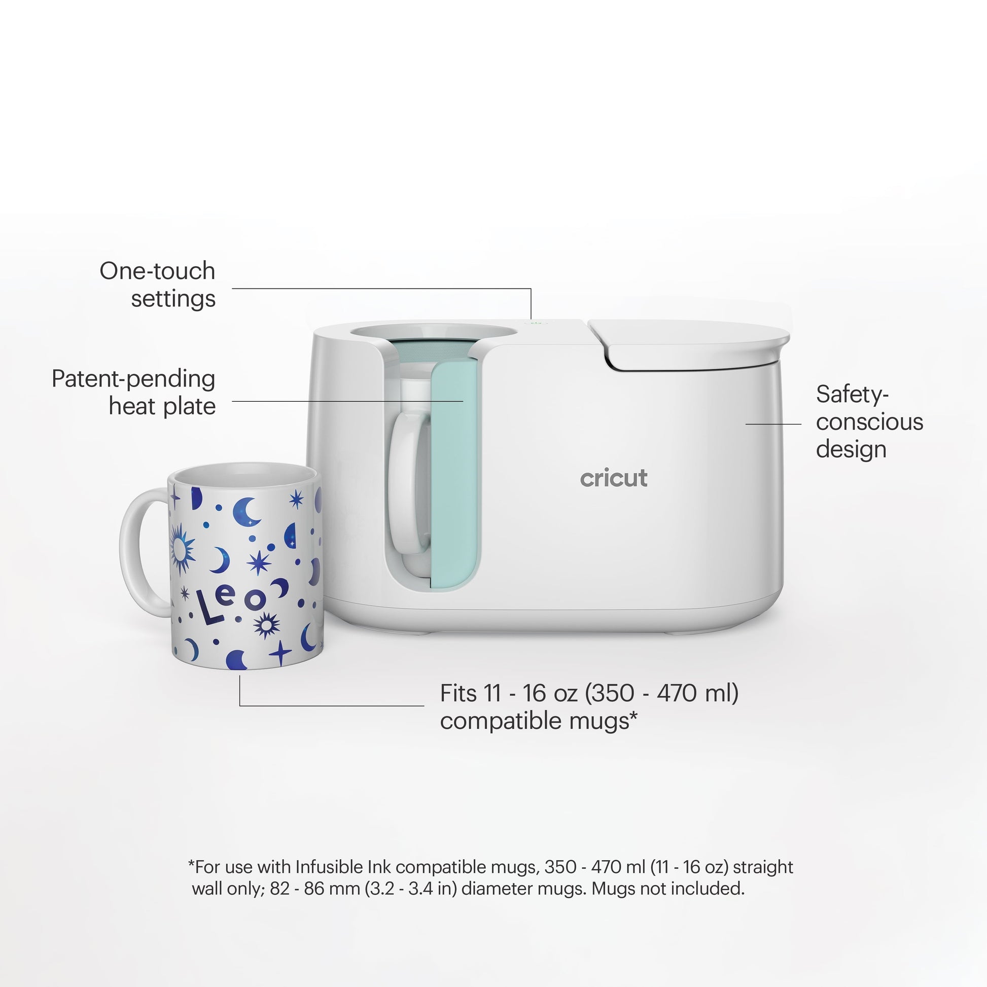 Cricut Mug Press™ - Heat Press Machine for Mugs 11" X 6.2" X 6.5", White