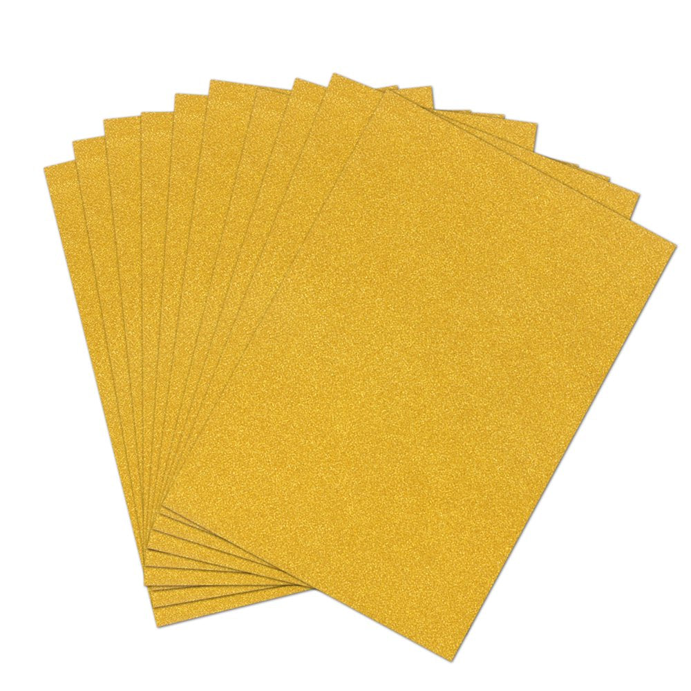 10Pcs A4 Sheets Glitter Cardstock Making Diy Material Sparkling Craftwork Scrapbooking (Gold)