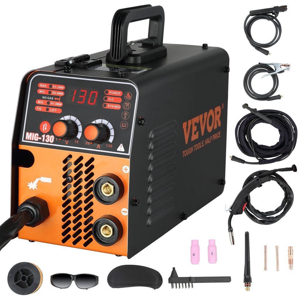 brand MIG Welder, 130A Welding Machine, 3 in 1 Combo MMA/ MIG/ LIFT TIG Welder Machine, Flux Core Welder, MIG-130 Portable Welding Machine, Mig Welding Equipment with 1 KG Welding Wire