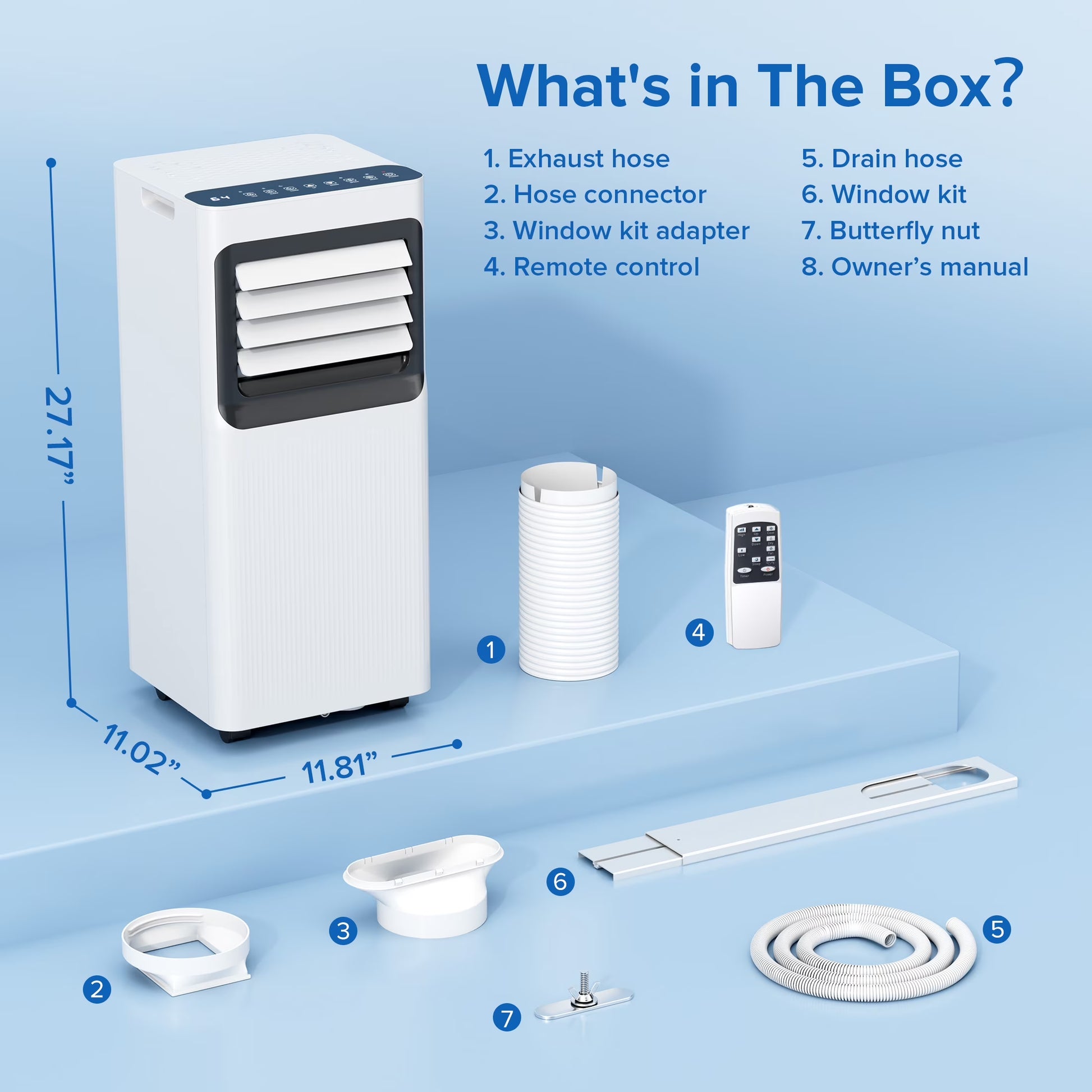 8000 BTU Ashare Portable Air Conditioner, 4-In-1 AC Unit with Fan, Cool and Dehumidifier, Sleep Mode, Remote Control, for Rooms up to 350 Sq Ft