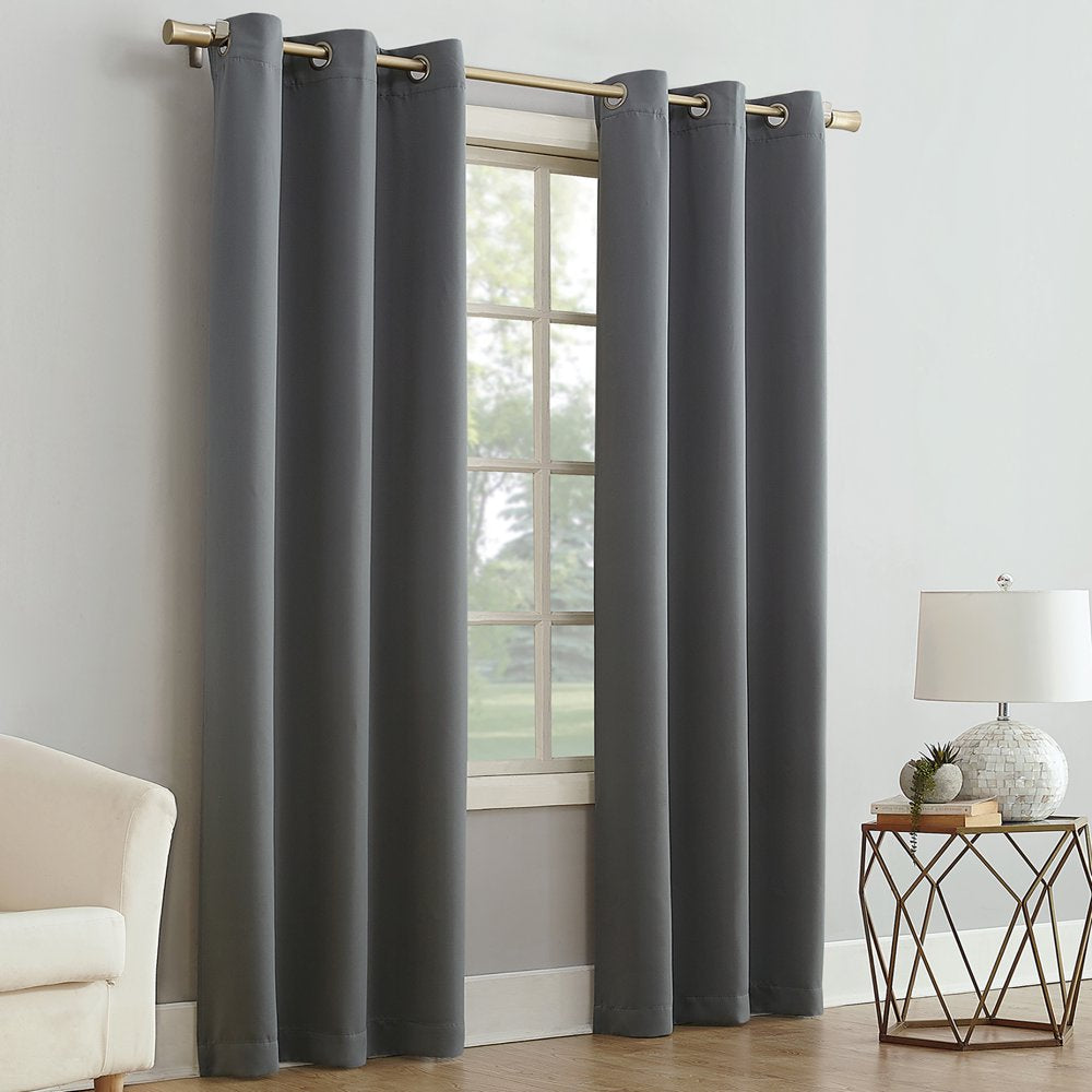 Blackout Energy Efficient Grommet Single Curtain Panel, 40"X95", Gray