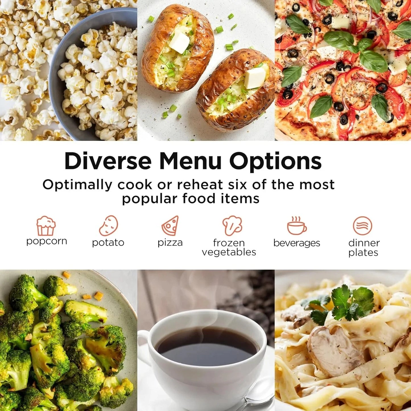 0.9 Cu Ft Microwave Oven Countertop , 6 Auto Menus, 10 Power Levels, Digital Panel, 900W