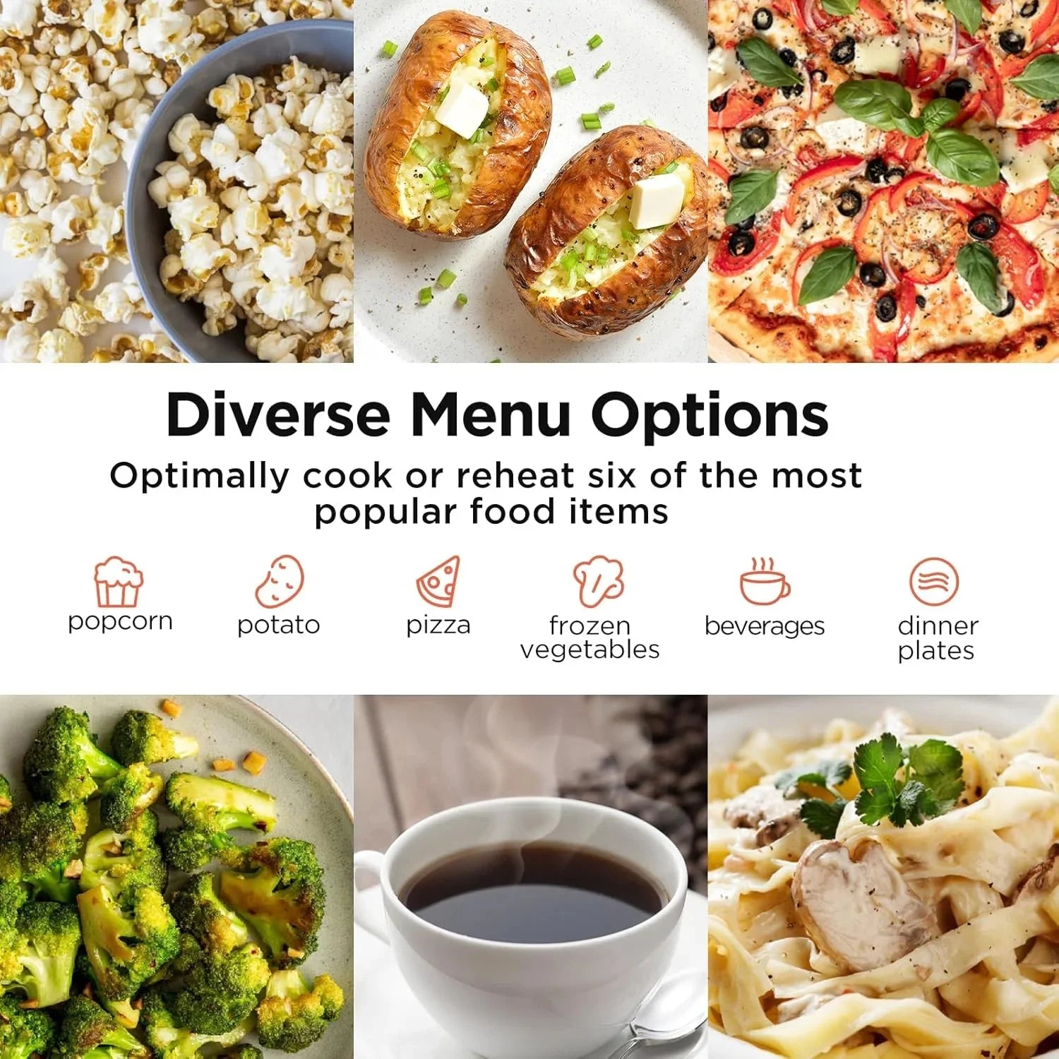 0.9 Cu Ft Microwave Oven Countertop , 6 Auto Menus, 10 Power Levels, Digital Panel, 900W