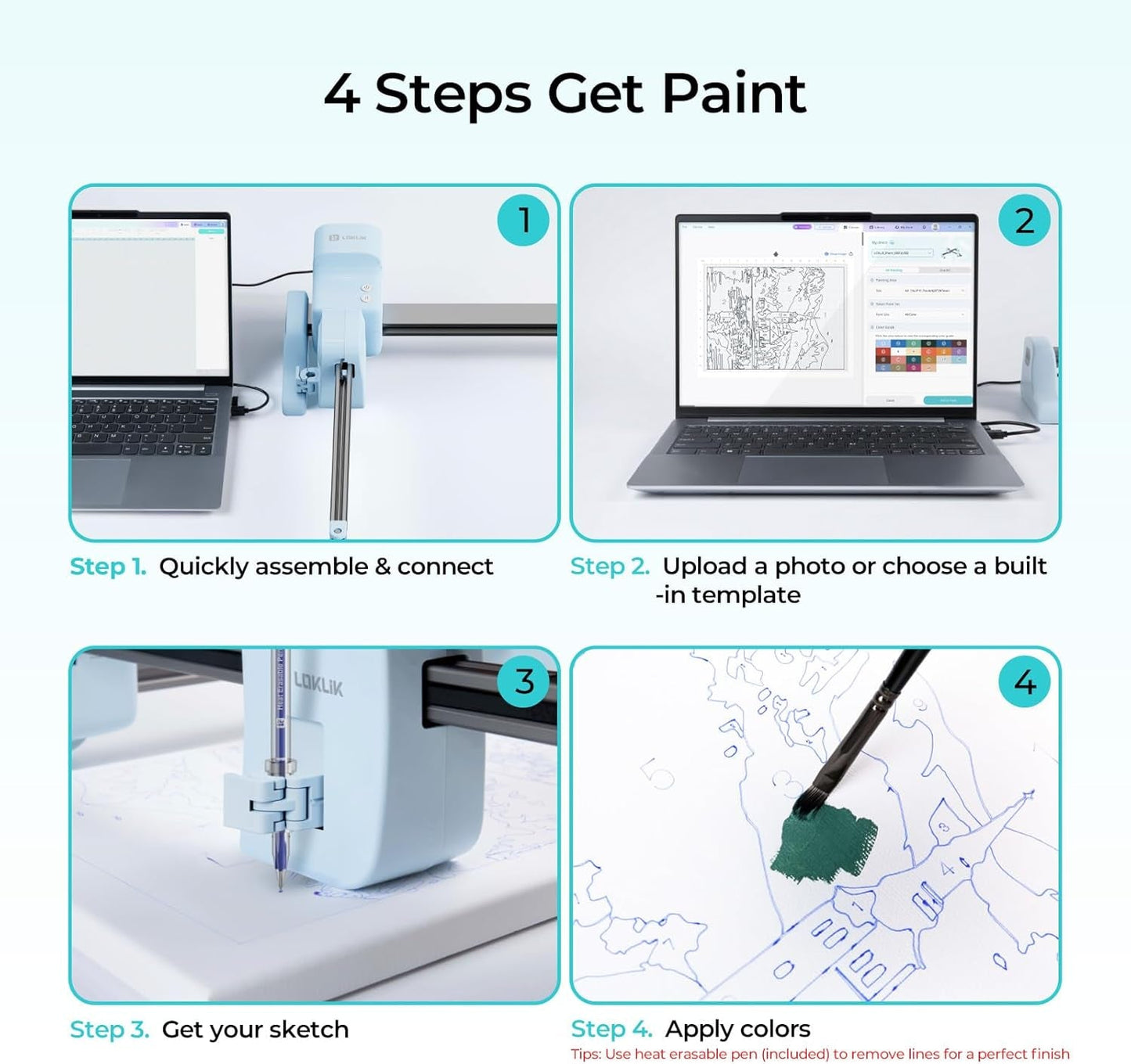 Loklik Ipaint Machine for Painting - Custom Paint by Number Sketch by Self, Beginner Friendly to Personalize Paint by Numbers Kit for Adults, Auto Draw Clear Line with Digital-Coded, Gift for All-Ages