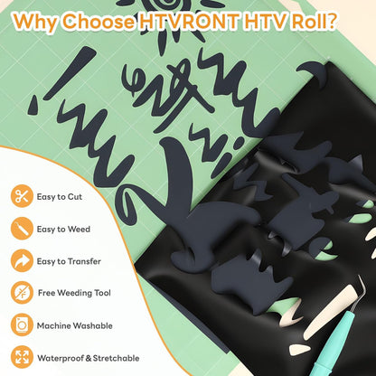 Auto Heat Press Machine - 15X15 Smart T Shirt Press Machine &  HTV Roll Heat Transfer Vinyl - 12" X 25Ft Black Iron on for T-Shirts, Easy to Weed & Transfer HTV