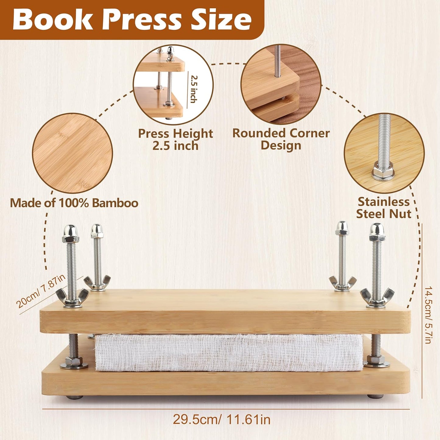 HEJIN Book Binding Kits, Book Binding Materials with Book Press | Book Binding Set with Plastic Bone Folder, Waxed Thread, Bookbinding Supplies for Beginners, 11.6 X 7.8 Inches