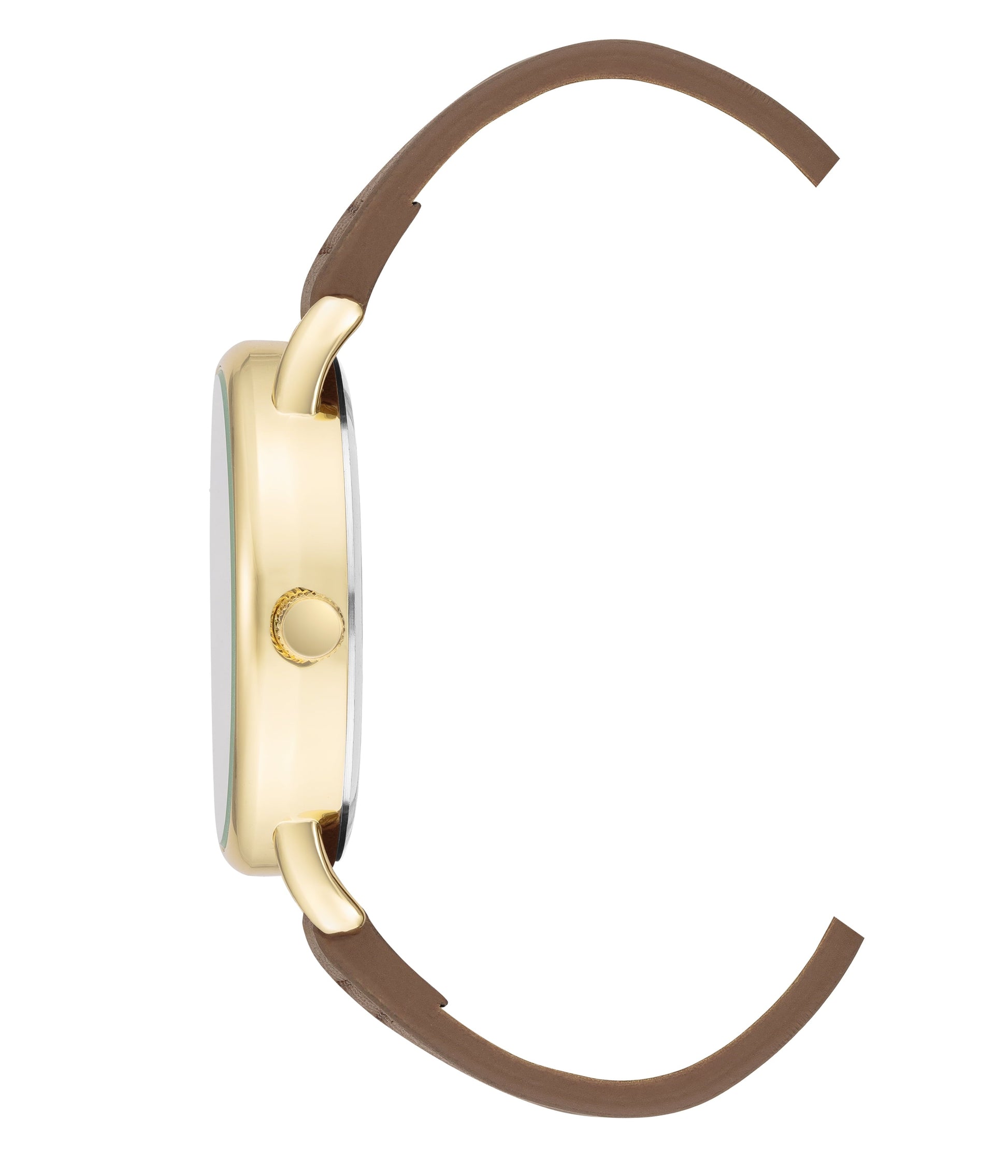 Brown Strap Gold Tone Men'S Analog Watch