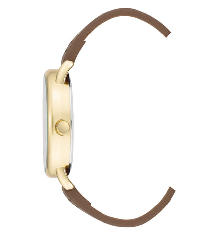 Brown Strap Gold Tone Men'S Analog Watch