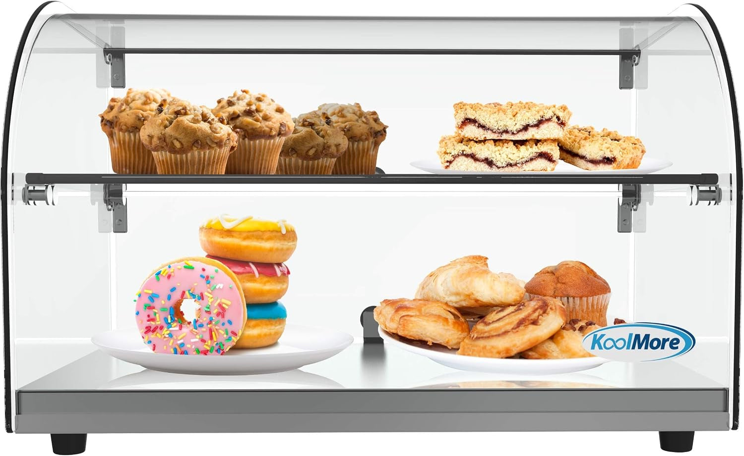 Koolmore - DC-2C 22" Commercial Countertop Bakery Display Case with Front Curved Glass and Rear Door - 1.5 Cu. Ft.
