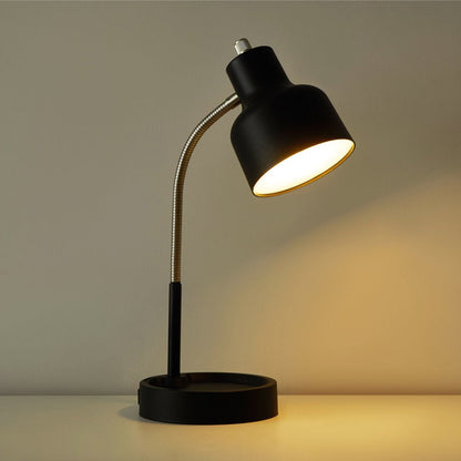 LED Desk Lamp with Catch-All Base & AC Outlet, Matte Black