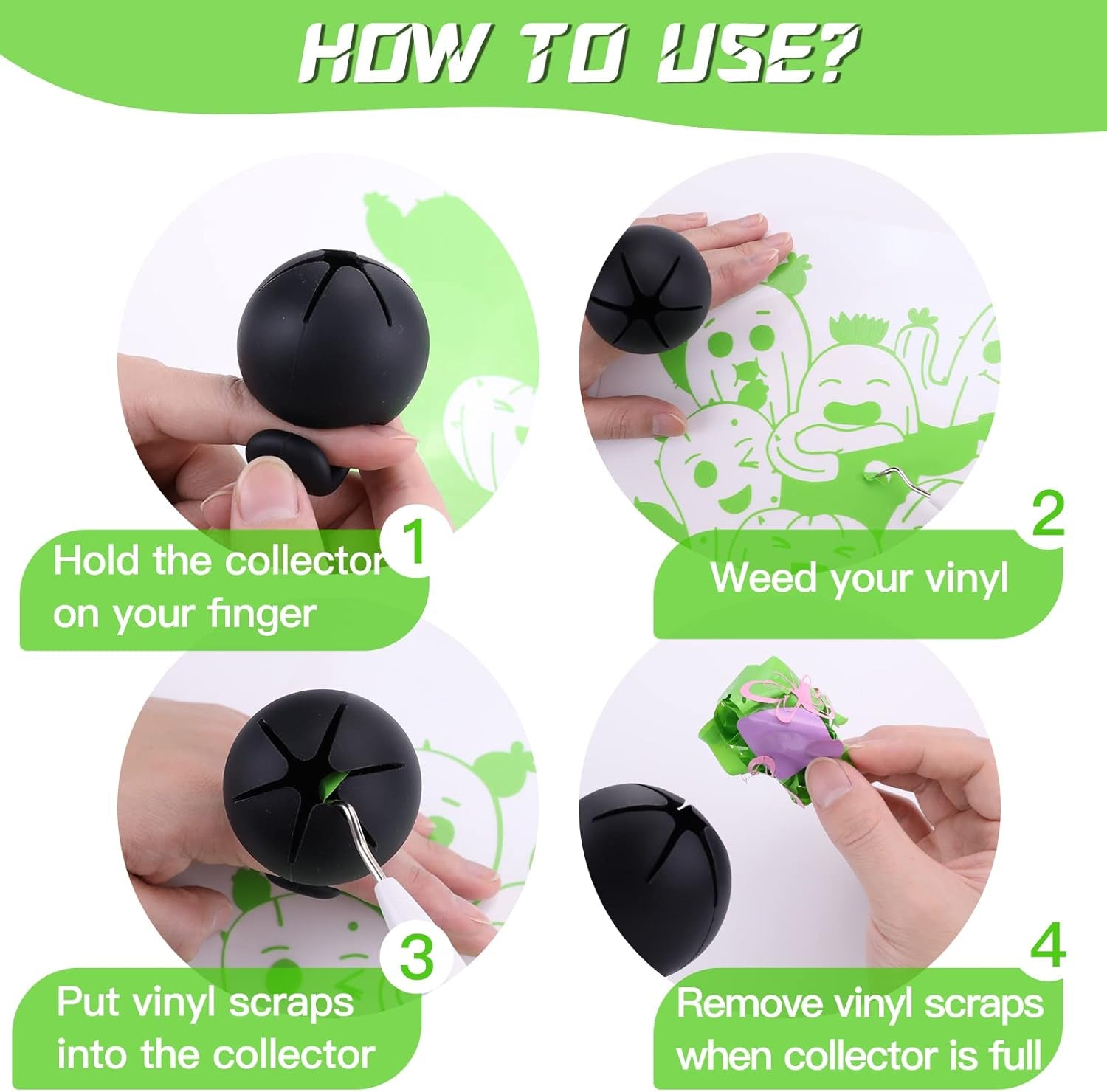 HTVRONT Vinyl Weeding Scrap Collector - Portable Handheld Scrap Collector Ring, Silicone Weeding Tools for HTV Crafting Adhesive Paper Sheets (Black)
