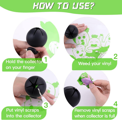 HTVRONT Vinyl Weeding Scrap Collector - Portable Handheld Scrap Collector Ring, Silicone Weeding Tools for HTV Crafting Adhesive Paper Sheets (Black)