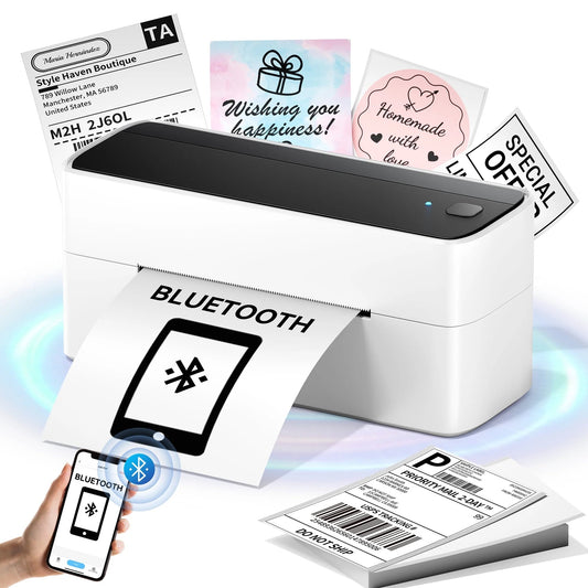 Wuduguer Shipping Label Printer - 241BT 4X6 Wireless Thermal Label Printer, Bluetooth Thermal Label Printers for Small Business, Compatible with Iphone, Android, Amazon, Shopify, Ups（Black）