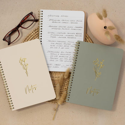 ZICOTO Aesthetic Spiral Notebook Set of 3 for Women - Cute College Ruled 8X6 Journal/Notebook with Large Pockets and Lined Pages - Perfect Supplies to Stay Organized at Work or School