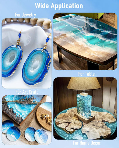 2 Gallon Epoxy Resin Kit with 36 Colors Mica Powder, Gold Foil, Cups & Stick, Crystal Clear Resin Beginner Supplies for Coating Casting Table, Molds, Jewelry Making, DIY Art Craft, 1:1 Ratio