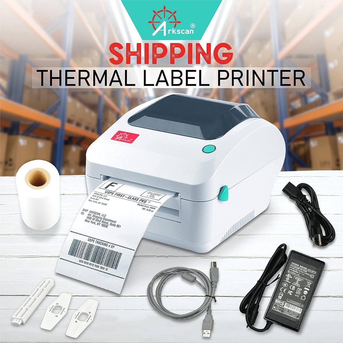 2054A Shipping Label Printer for Windows Mac Chromebook Android, Supports Amazon Ebay Paypal Etsy Shopify Shipstation Stamps UPS USPS Fedex DHL, Roll & Fanfold 4X6 Direct Thermal Label