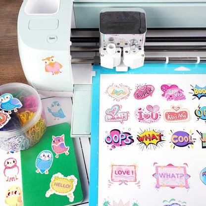 Lzerking Glossy Printable Vinyl Sticker Paper for Printer - 100 Sheets White Self-Adhesive, Quick-Drying Waterproof, for Inkjet & Laser Printers, Compatible with Cricut for Small Business, 8.5X11In