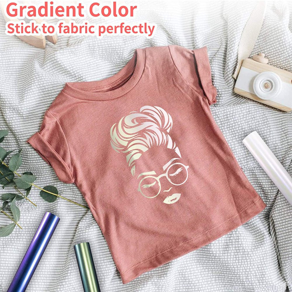 12" X 5FT Gold to Fuchsia Chameleon Heat Transfer Vinyl Gradient Change Color Iron on Vinyl for Cricut