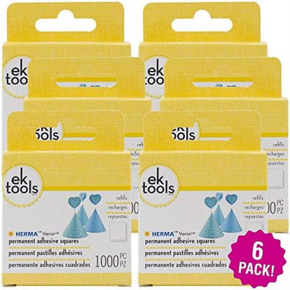 EK Tools Herma Vario Permanent Adhesive Tab Refill 1000 Count, Multipack of 6, 6 Pack