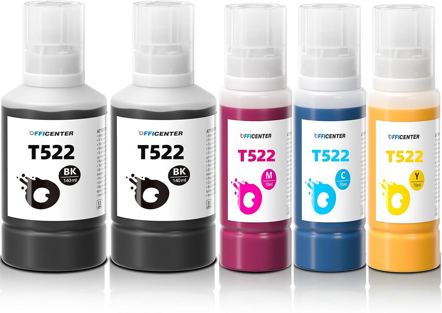 OFFICENTER T522 522 Ink Refill Bottles for ET-2760 ET-4760 ET-2750 ET-2720 ET-3760 ET-2850 ET-15000 ET-2800 ET-4700 ST-4000 ST-2000 ET-3710 ET4810 ET-3850 ET-3750 ET-2803 Printer (2BK C M Y)
