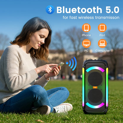 Bluetooth Speaker, Portable Party Speaker with 2 Microphones, 40W Powerful Sound Deep Bass, T30-T