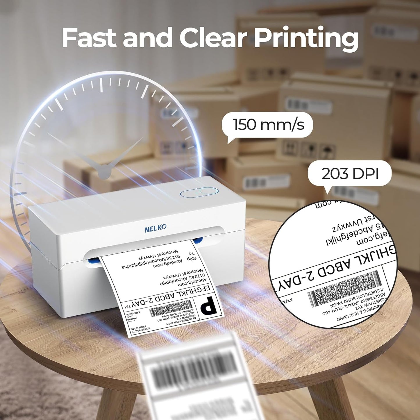 Nelko Bluetooth Thermal Shipping Label Printer, Wireless 4X6 Shipping Label Printer for Small Business, Support Android, Iphone and Windows, Widely Used for Amazon, Ebay, Shopify, Etsy(White)