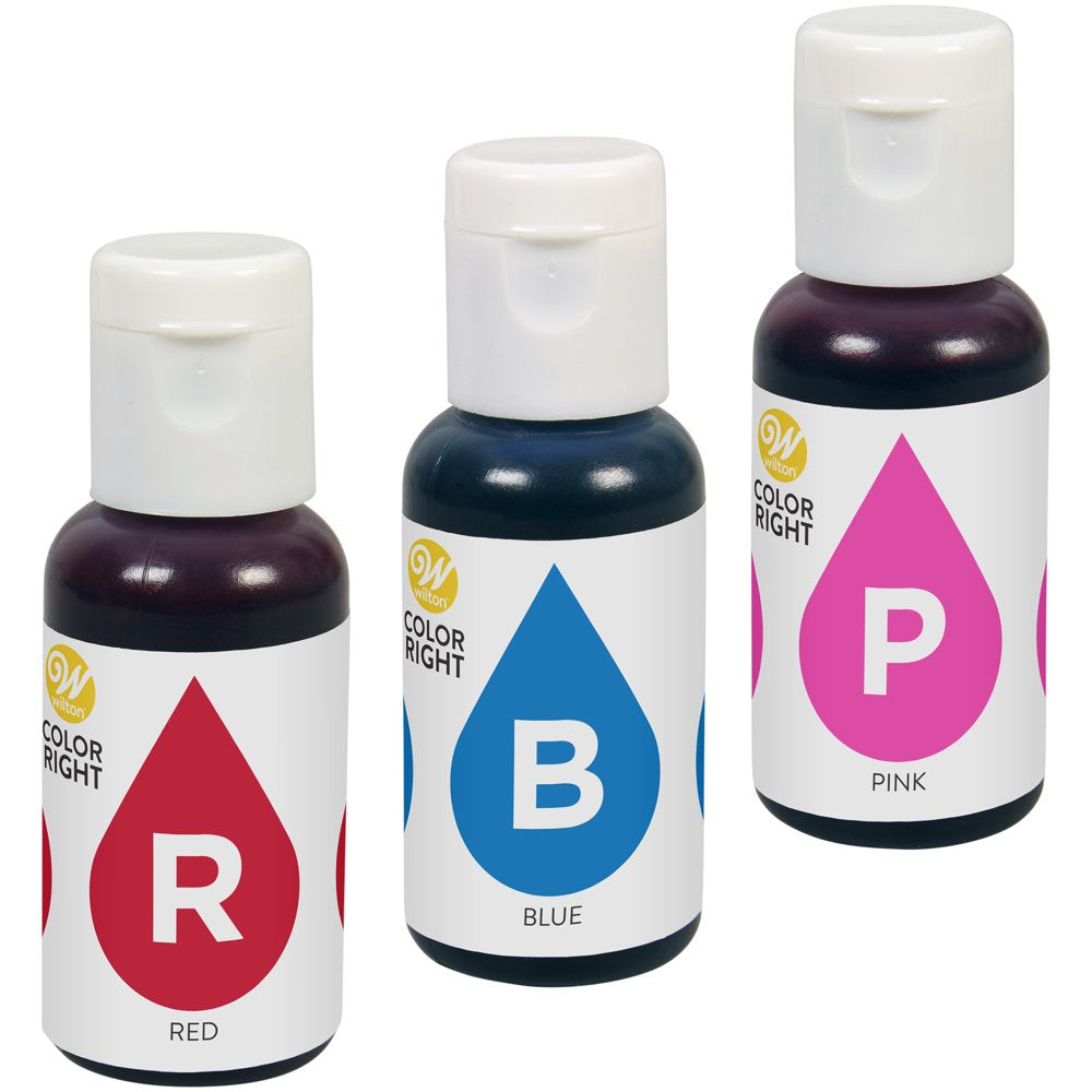 3-Piece Color Right Concentrated Food Coloring Set, 1.92 Oz. (Red, Blue, Pink)