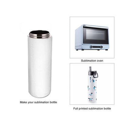 Wholesale 22 OZ Sublimation Insulated Water Bottles White with Wide Mouth Handle Cap and Straw 25 Pcs(Shipping from China)