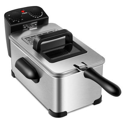 3.2 Quart Electric Deep Fryer 1700W Stainless Steel Timer Frying Basket