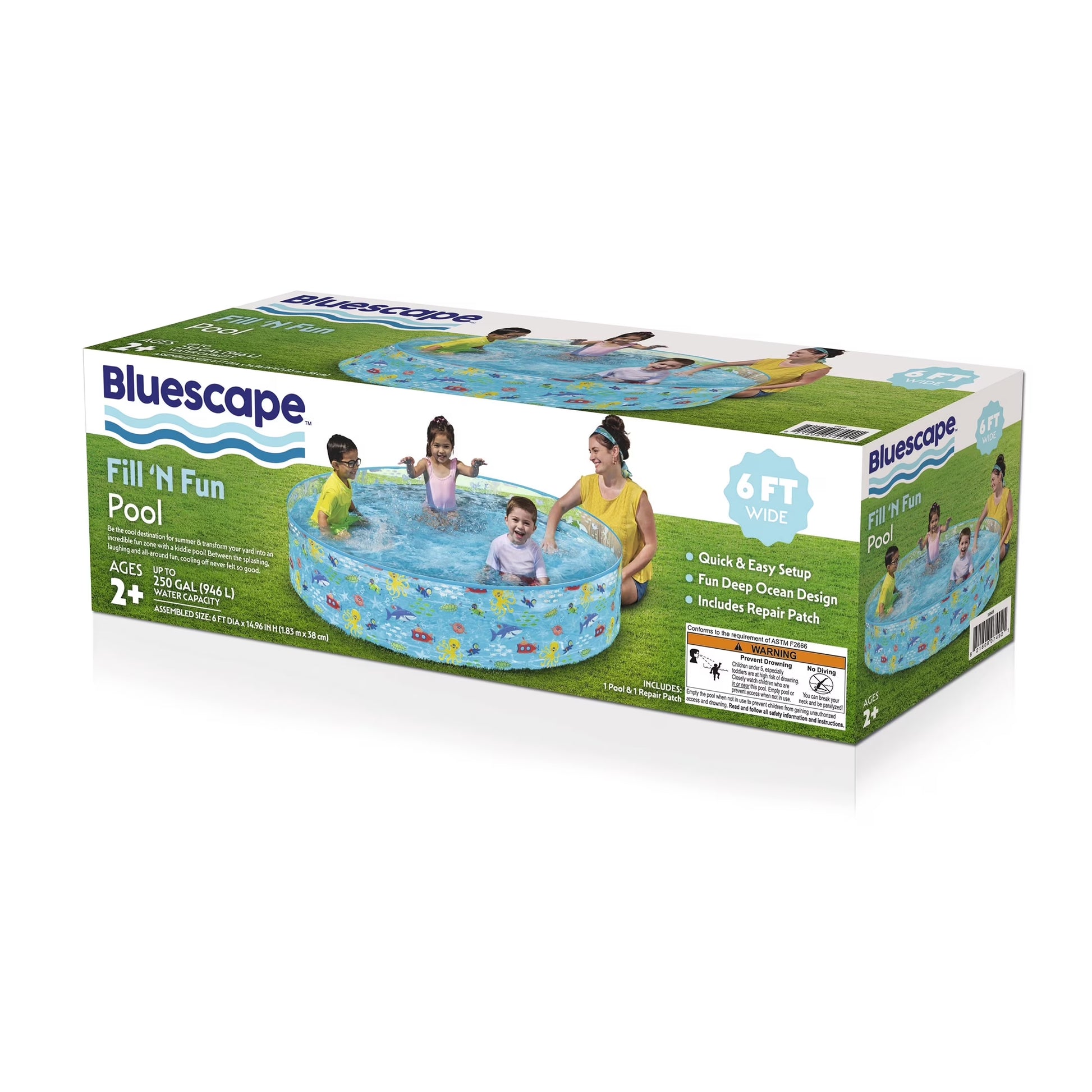 round Multi-Color Above-Ground Kiddie Pool 6' X 15"
