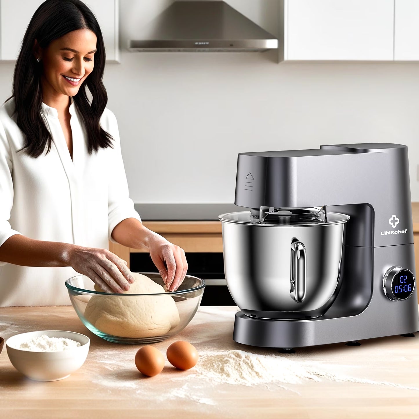 7.5 QT Stand Mixer, 800W 12-Speed Tilt-Head Food Mixer, Kitchen Electric Mixer with Dough Hook, Wire Whip & Beater