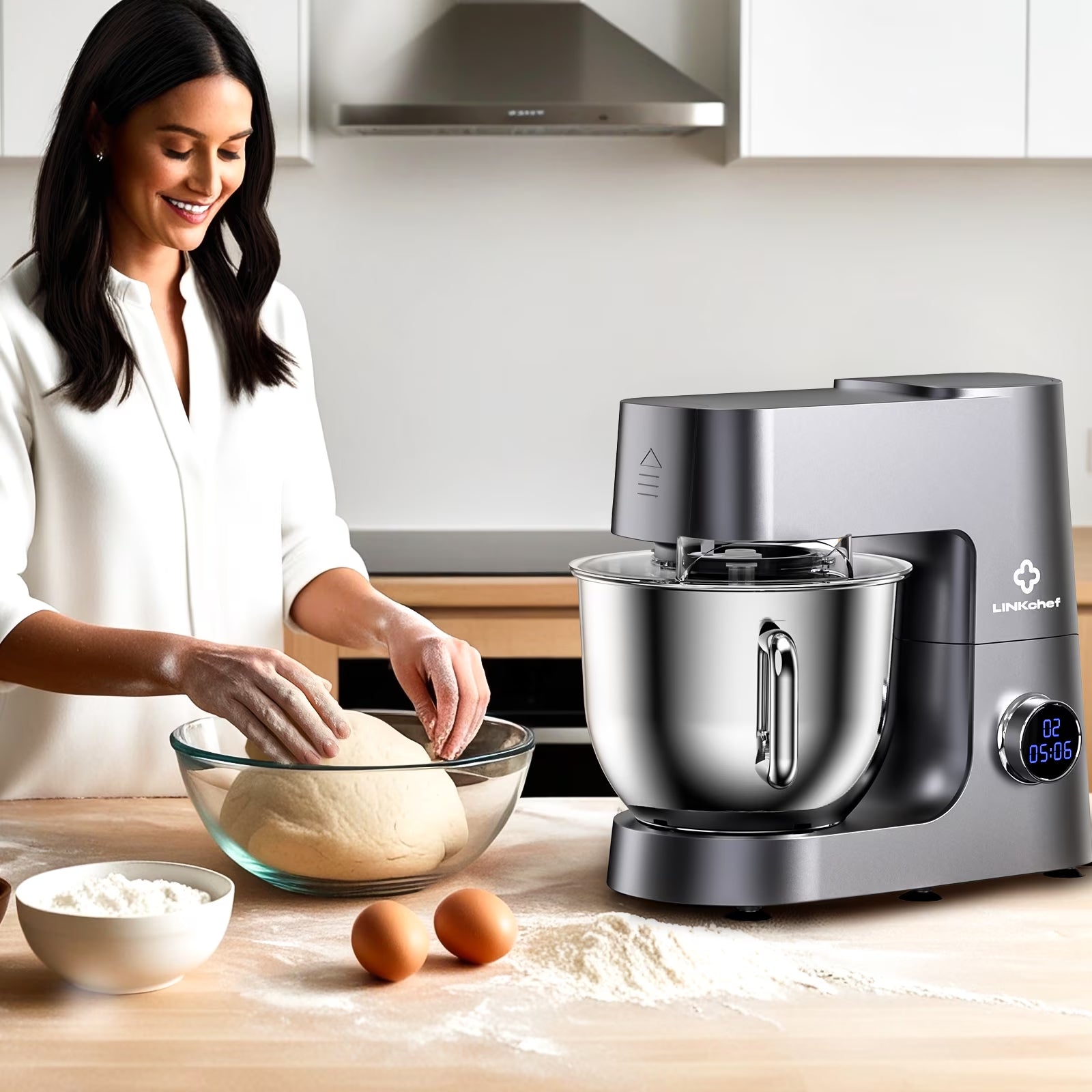 7.5 QT Stand Mixer, 800W 12-Speed Tilt-Head Food Mixer, Kitchen Electric Mixer with Dough Hook, Wire Whip & Beater