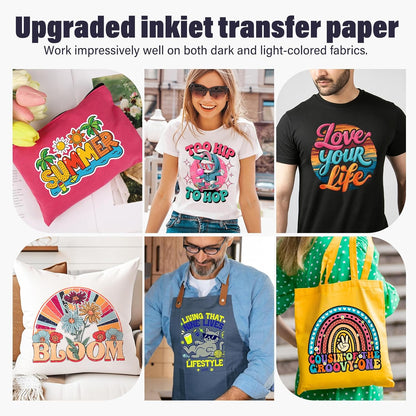 Printable Heat Transfer Paper for T-Shirts Heat Press 8.3" X 11.7"?12 Sheets Matte Printable Heat Transfer Vinyl for Inkjet Printer, Iron on Transfer Paper for Both Light and Dark Fabric