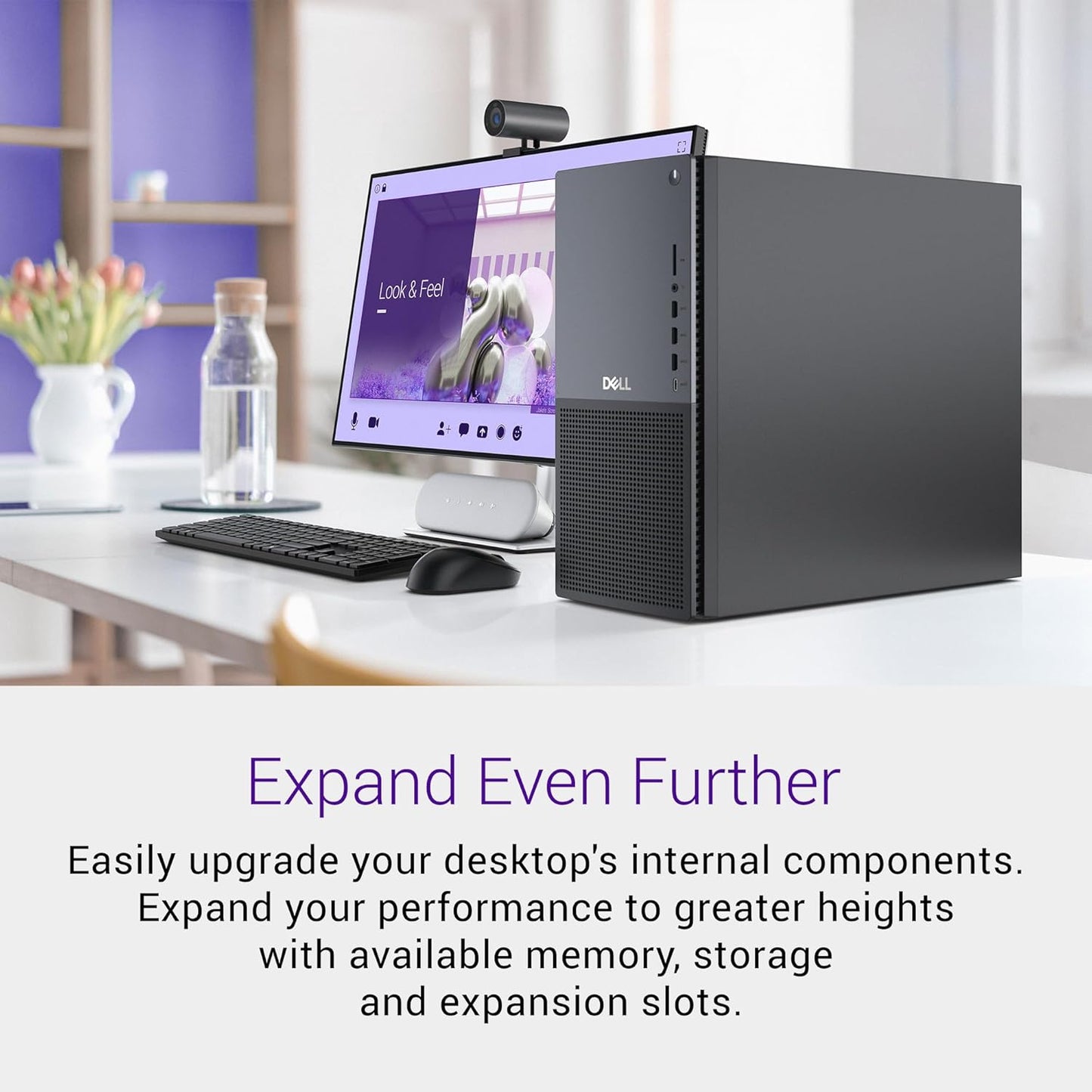 Dell Tower plus EBT2250 Desktop - Intel Core Ultra 7 265 Processor, 16GB DDR5 Memory, 1TB SSD, NVIDIA Geforce RTX 5060, Windows 11 Home, 1 Year Onsite Service, 1-Year Mcafee+Premium Protection - Black