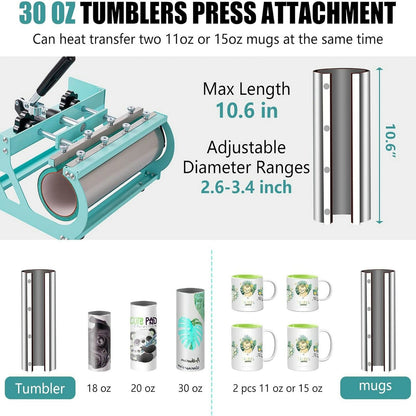 15"X15" 5 in 1 Heat Press Machine Digital Transfer Sublimation T-Shirt Mug Hat
