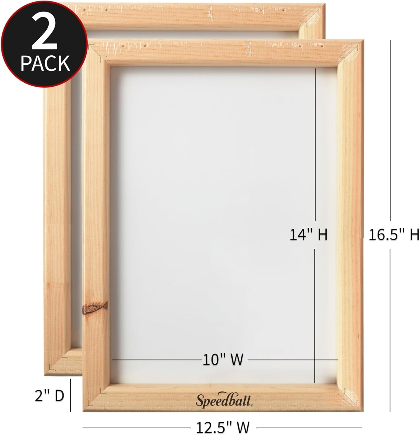 Speedball Screen Printing Frame, 10 X 14 Inch, 2-Pack, 110 Monofilament Mesh for Fabric & Graphic, Made in USA