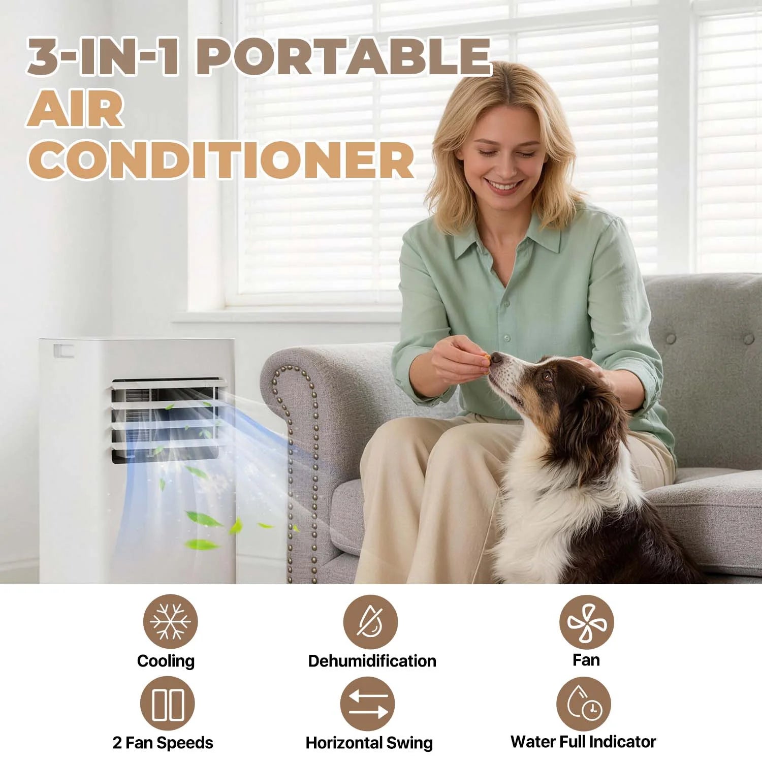 10000 BTU Smart Portable Air Conditioner, 3-In-1 Standing Cooling Unit with App/Remote Control, Cooling, Dehumidifier & Fan Functions, 55Db Quiet Operation for Bedroom & Indoor Rooms