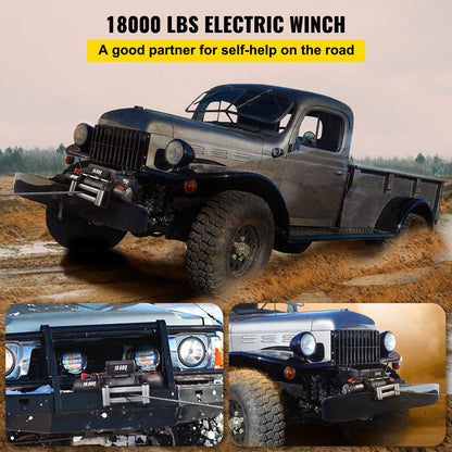 Truck Winch 18000Ib, Electric Winch 75Ft/22.8M Cable Steel 12V Power Winch Jeep Winch with Flexible Long-Distance Control and Powerful Motor for UTV ATV & Jeep Truck Wrangler in Car Lift