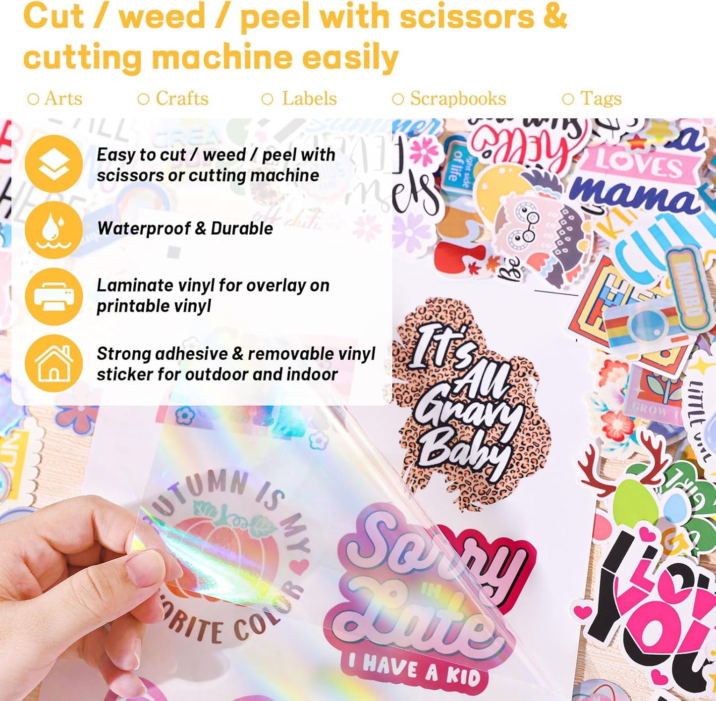 Holographic Laminate Sheets Laminating Sheets Holographic Sticker Paper for Inkjet Printer Clear Vinyl Laminate Sheets for Stickers 8.26" X 11.69" A4 28 Sheets for DIY Crafts Scrapbooking